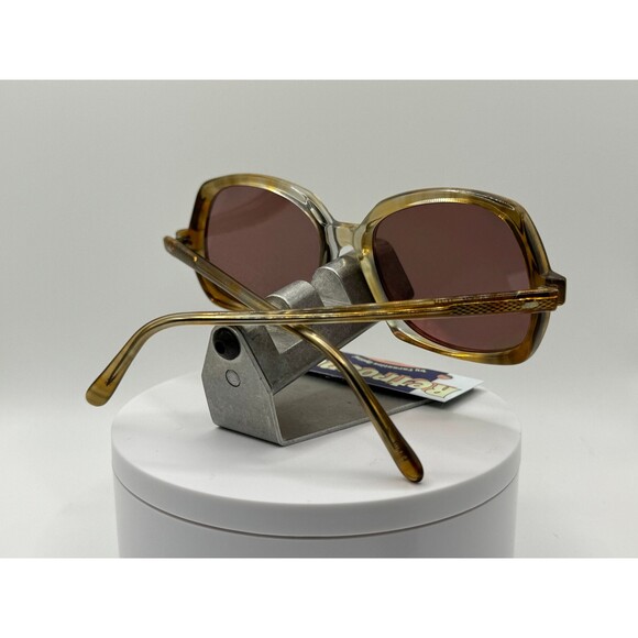 Vintage Oversize Sunglasses NOS Mauve Lens Dynasty 228 Amber Marble Frame Retro main image 4